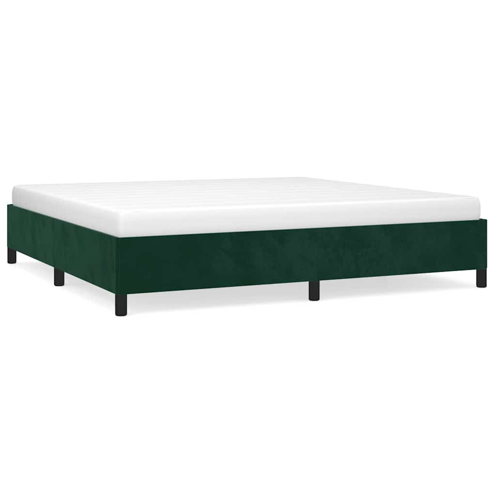 vidaXL Rám postele bez matrace tmavě zelená 200 x 200 cm samet