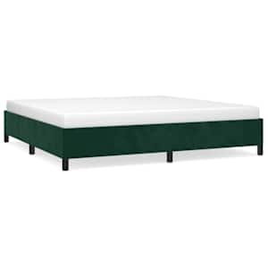 Rám postele bez matrace tmavě zelená 200 x 200 cm samet - obrázek 2