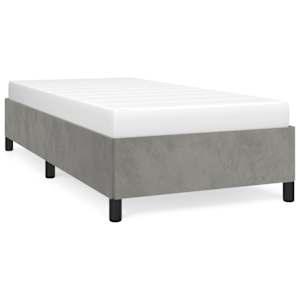 Rám postele bez matrace světle šedý 100x203 cm Twin XL sametový - obrázek 2