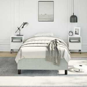 Rám postele bez matrace světle šedý 100x203 cm Twin XL sametový - obrázek 3