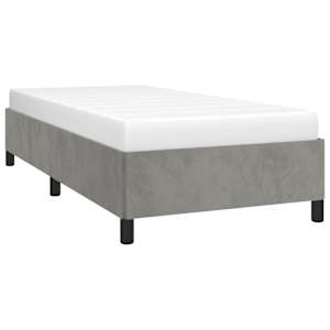 Rám postele bez matrace světle šedý 100x203 cm Twin XL sametový - obrázek 4