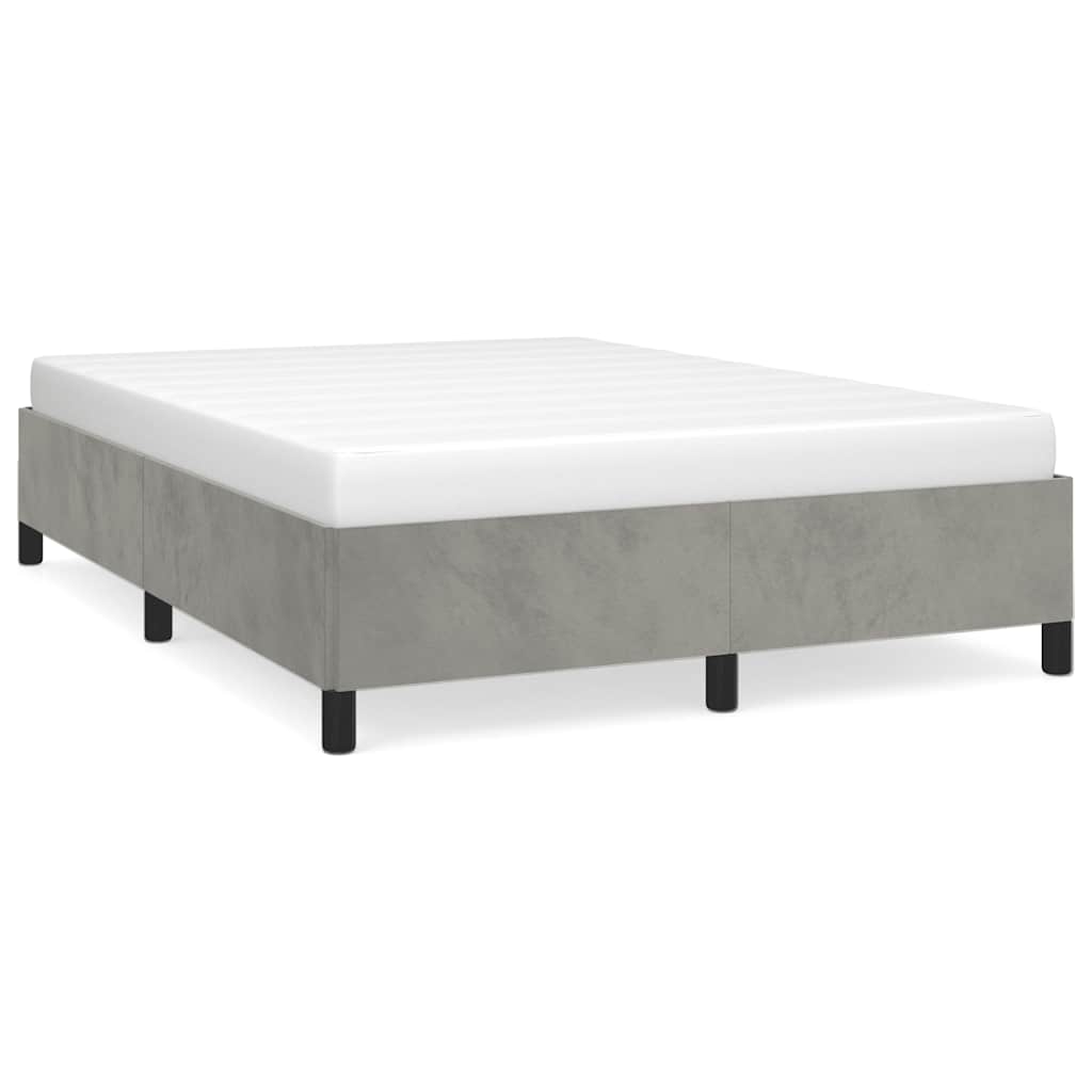 vidaXL Rám postele bez matrace světle šedý 137 x 190 cm plný samet