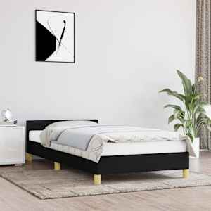 Rám postele s čelem bez matrace černý 80 x 200 cm textil - obrázek 1