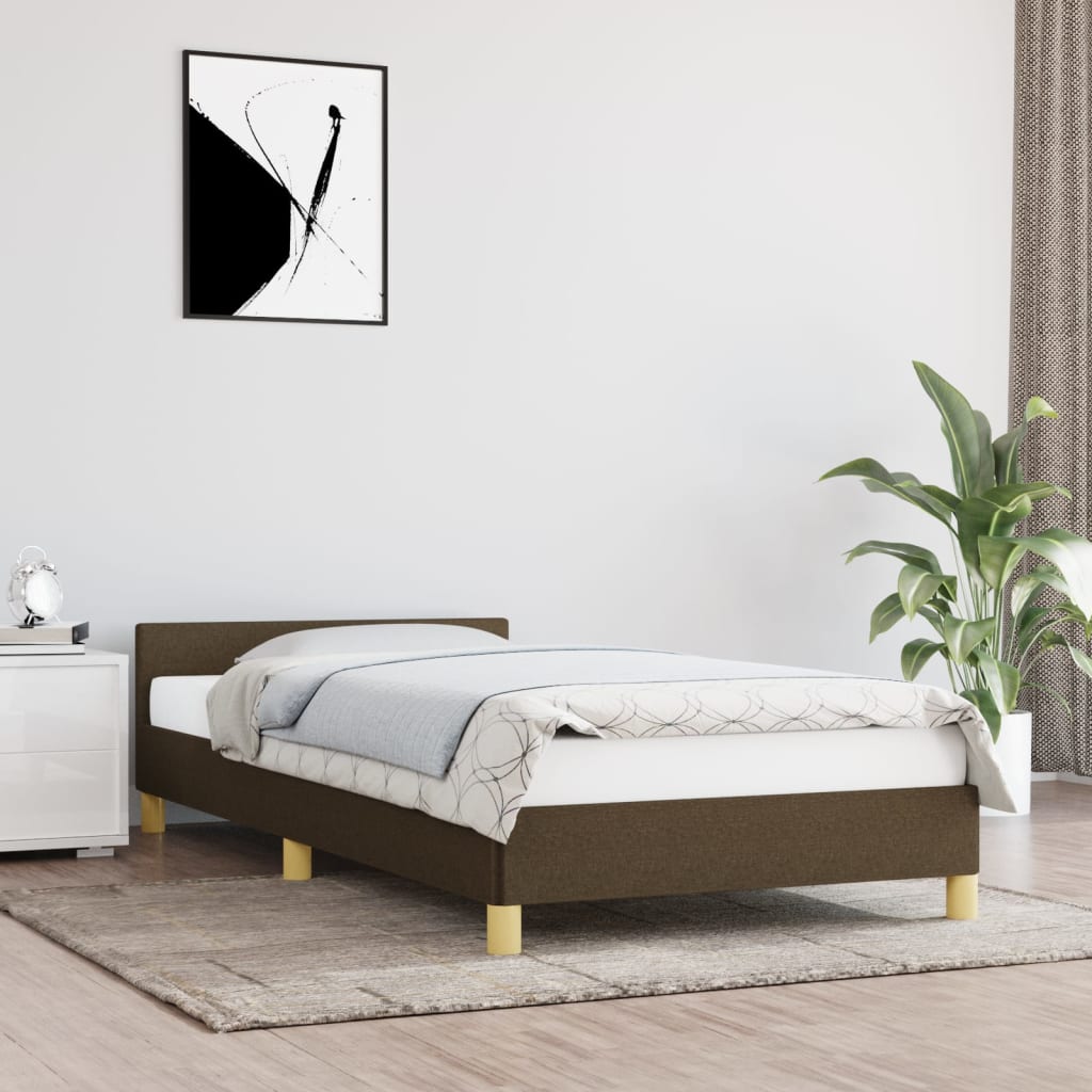 vidaXL Cadru de pat cu tăblie, maro închis, 80x200 cm, textil