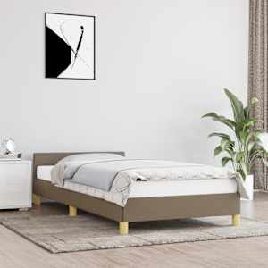 Rám postele s čelem bez matrace taupe 80x200 cm textil - obrázek 1