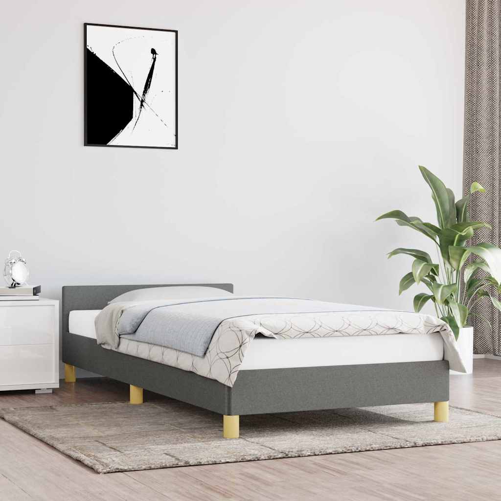 vidaXL Rama ��ka bez materaca, ciemnoszare, 90x190 cm, obita tkanin�
