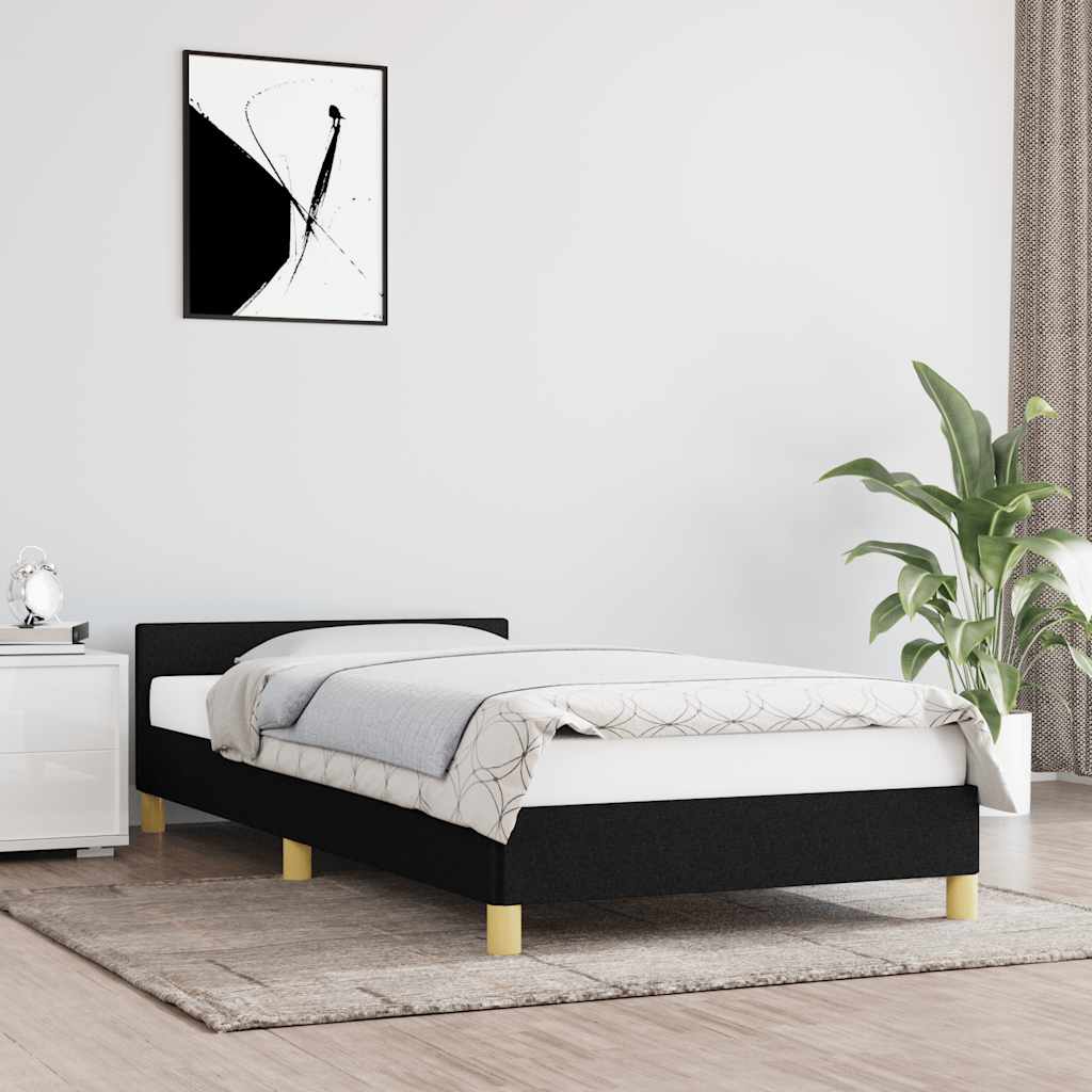 vidaXL Rama ka z zagwkiem bez materaca, czarna, 90x190cm, tkanin