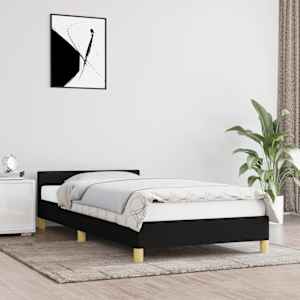 Rám postele s čelem bez matrace černý 90x190 cm textil - obrázek 1