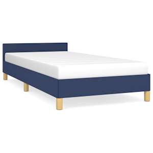vidaXL voodiraam peatsiga ilma madratsita Sinine 90x190 cm kangas