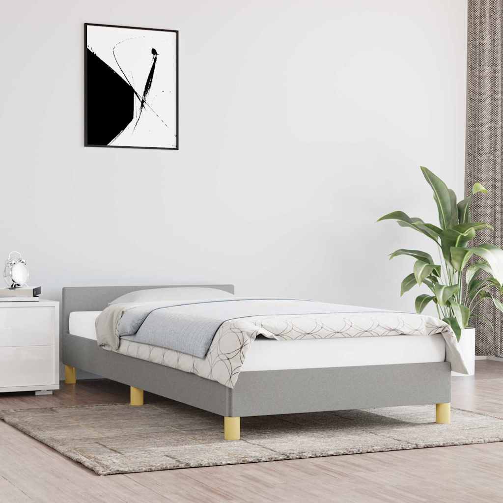 vidaXL Rama ��ka bez materaca, jasnoszara, 90x200 cm, obita tkanin�