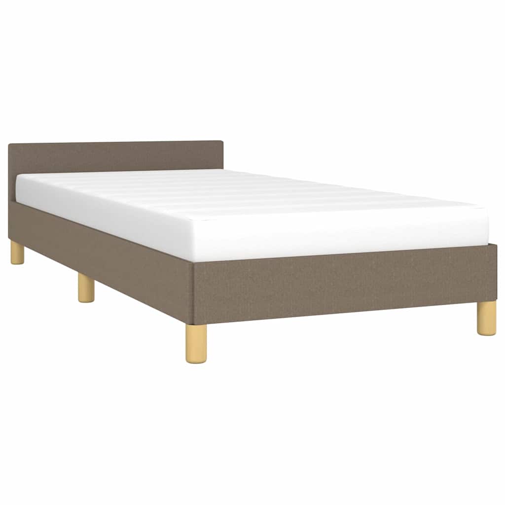vidaXL Bedframe met hoofdeinde zonder matras 90x200 cm stof taupe afbeelding
