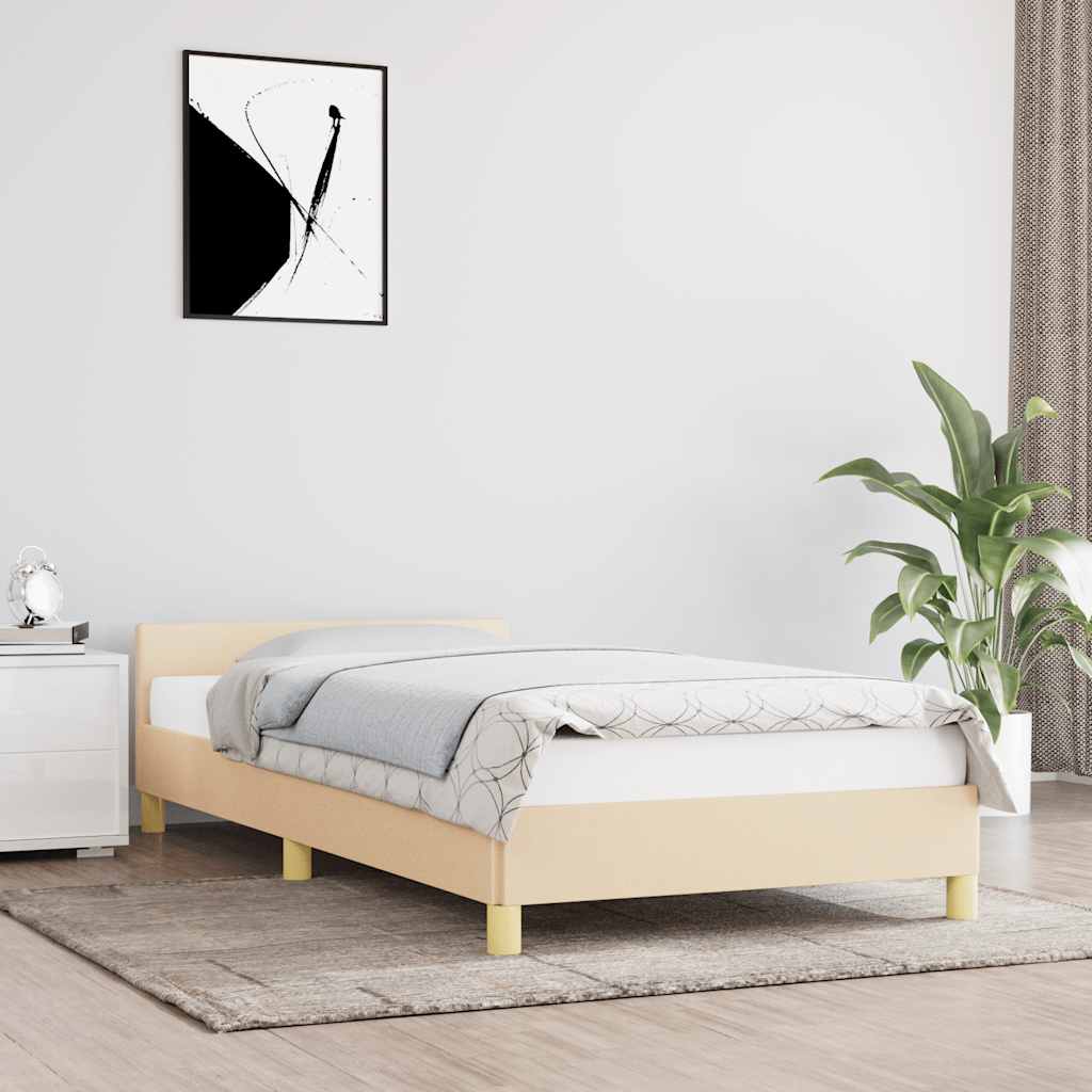 Lovos rėmas su galvūgaliu be čiužinio kreminės 90x200cm audinys
