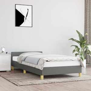 Rám postele bez matrace tmavě šedá 100 x 200 cm textil - obrázek 1