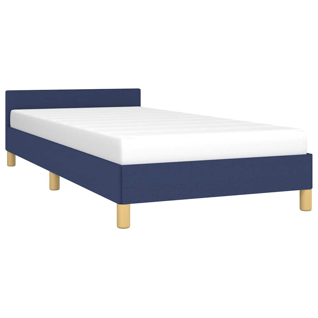 vidaXL Bedframe met hoofdeinde zonder matras 100x200 cm stof blauw afbeelding