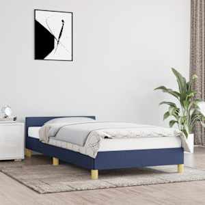 Rám postele s čelem bez matrace modrý 100x200 cm textil - obrázek 1