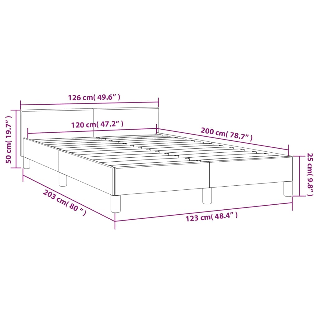 Posteljni okvir z vzglavjem taupe 120x200 cm blago