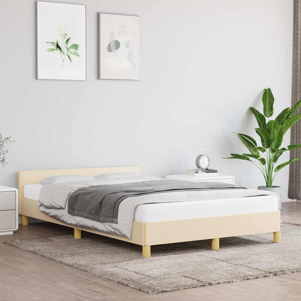 vidaXL Sengeramme uden madras Creme 120x200 cm Stof