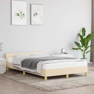 Rám postele bez matrace krémový 120 x 200 cm textil - obrázek 1