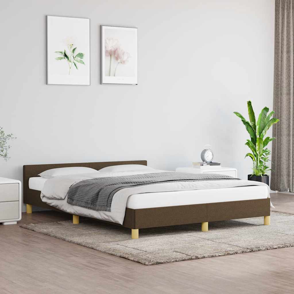 vidaXL Rama ��ka bez materaca, ciemnobr�zowa, 140x190 cm, tkanina