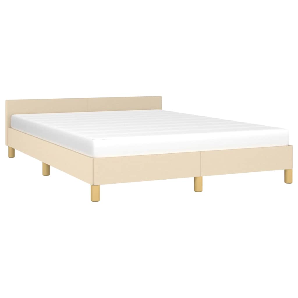 vidaXL Bedframe zonder matras stof crèmekleurig 140x190 cm afbeelding