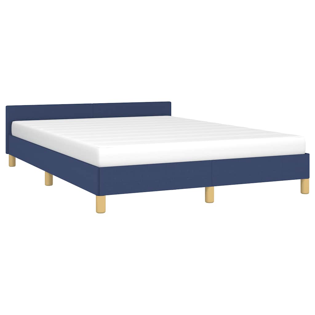 vidaXL Bedframe met hoofdeinde zonder matras 140x190 cm stof blauw afbeelding