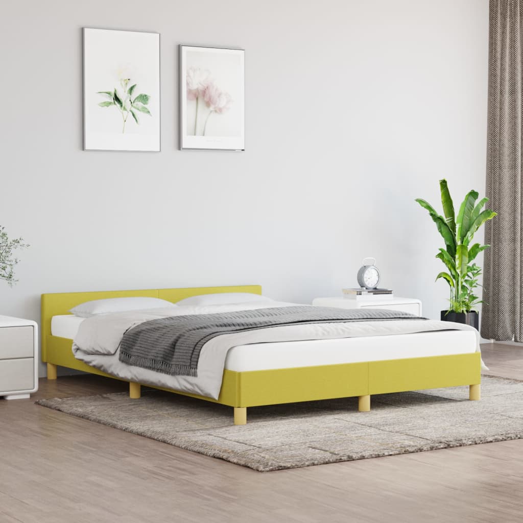 vidaXL Cadru de pat cu tÄƒblie, verde, 140×190 cm, textil