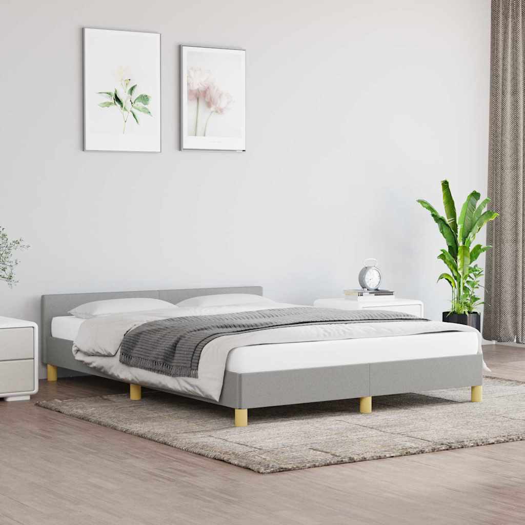 vidaXL Rama ��ka bez materaca, jasnoszara, 140x200 cm, obita tkanin�