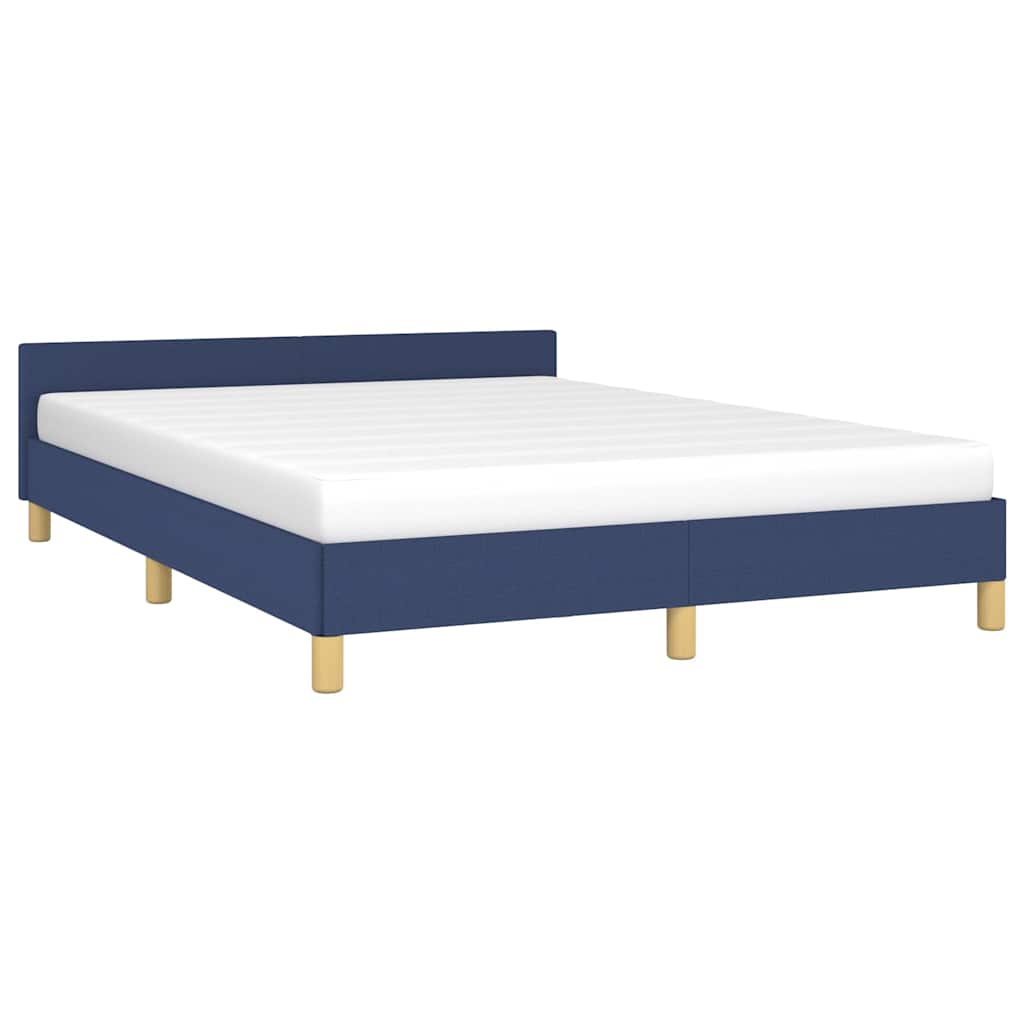 vidaXL Bedframe met hoofdeinde zonder matras 140x200 cm stof blauw afbeelding