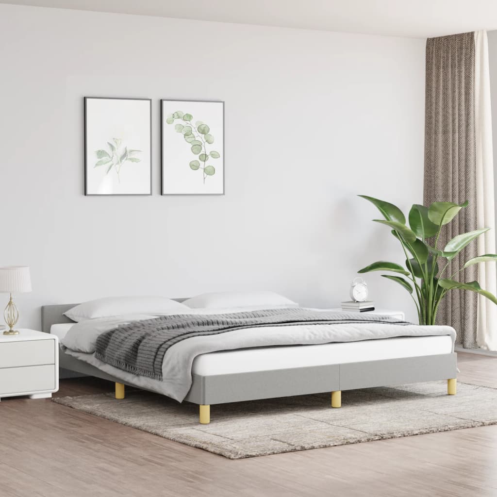 vidaXL Cadru de pat cu tăblie, gri deschis, 160x200 cm, textil