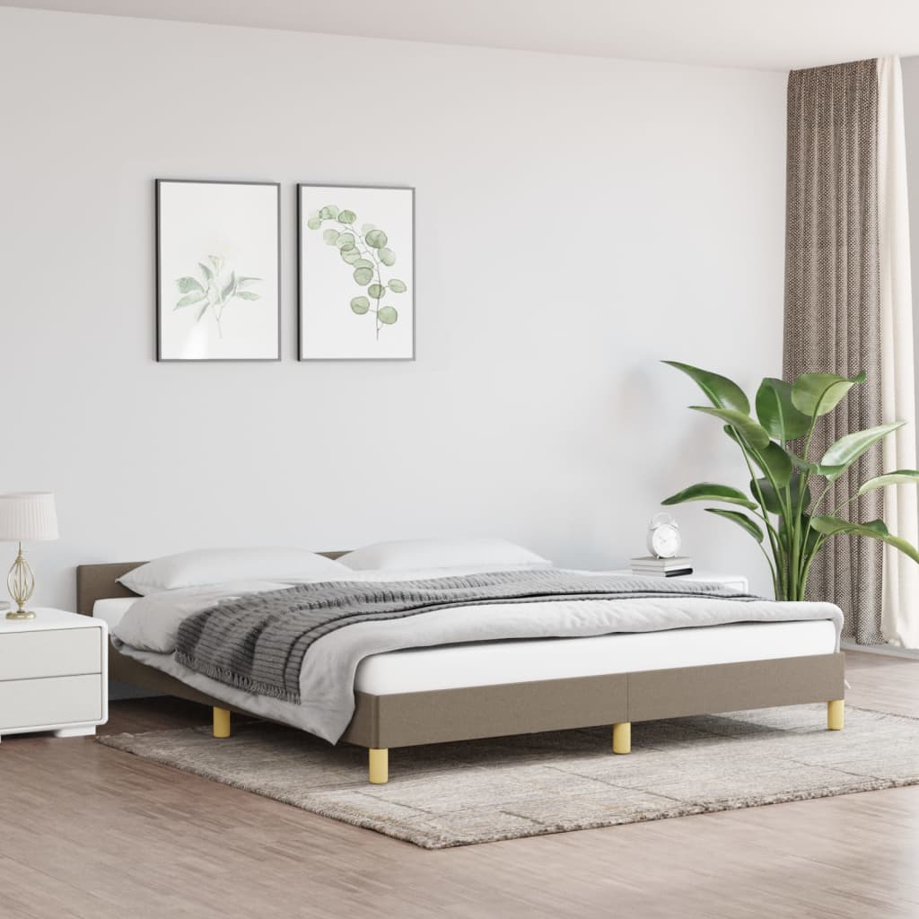 vidaXL Cadru de pat cu tăblie, gri taupe, 160x200 cm, textil