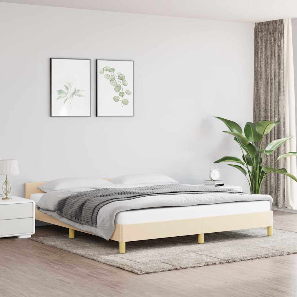 vidaXL sengeramme uden madras 160x200 cm stof cremefarvet