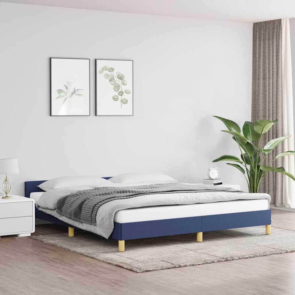 vidaXL Sengeramme med hovedgærde uden madras Blå 160x200 cm Stof