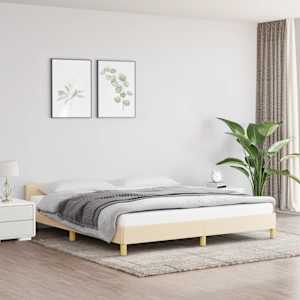 Rám postele bez matrace krémový 180 x 200 cm textil - obrázek 1