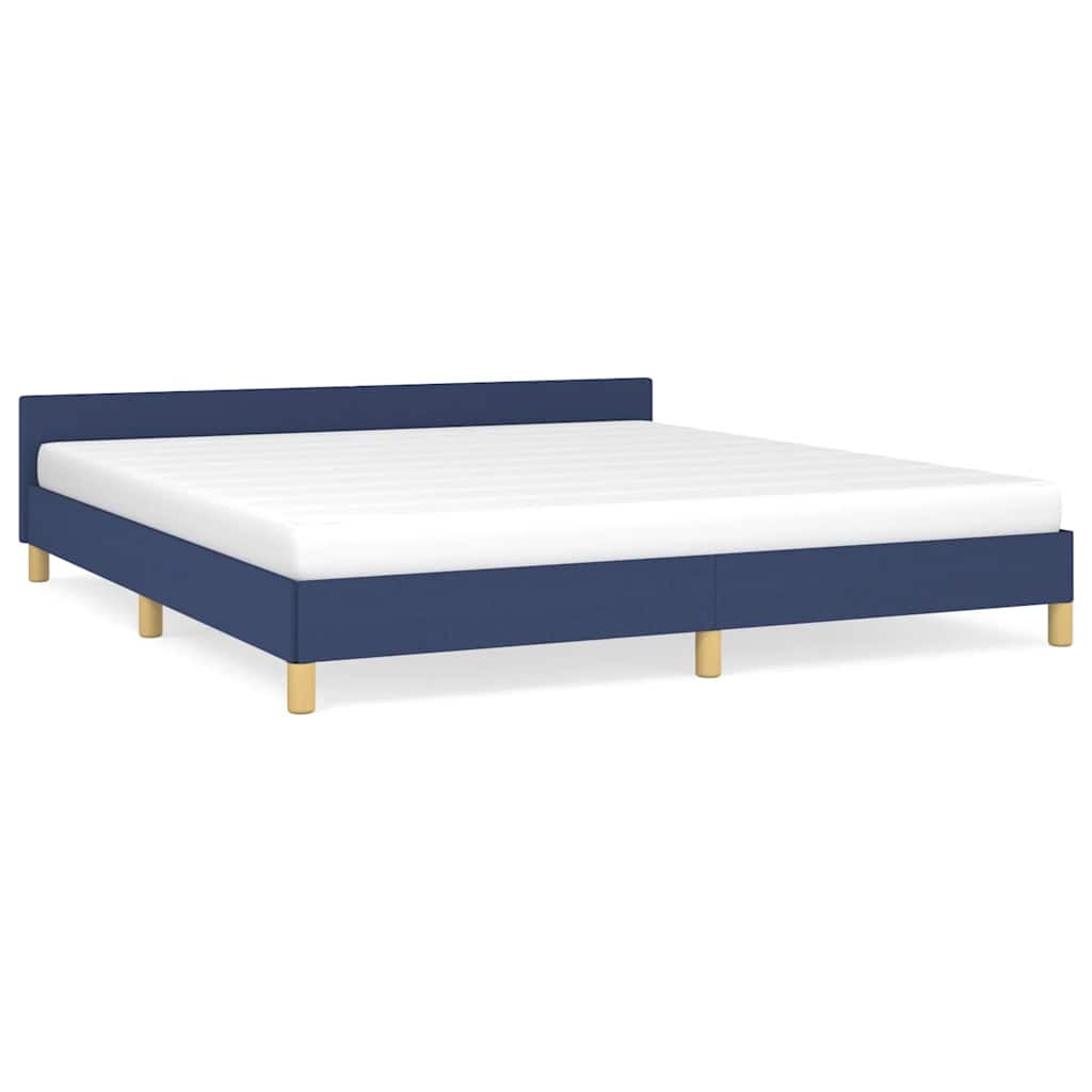 E-shop vidaXL Posteľný rám s čelom bez matraca modrý 180x200 cm látka