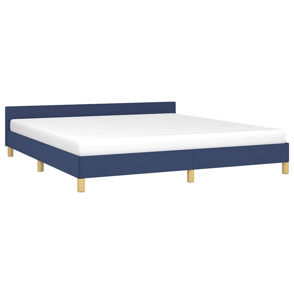vidaXL Bedframe met hoofdeinde zonder matras 180x200 cm stof blauw afbeelding