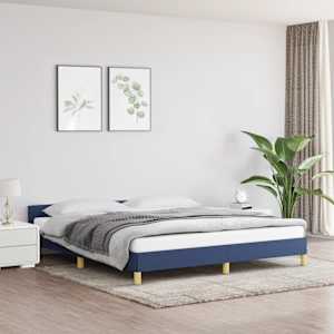 Rám postele s čelem bez matrace modrý 180 x 200 cm textil - obrázek 1
