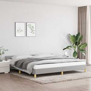 Rám postele bez matrace světle šedý 200 x 200 cm textil - obrázek 1