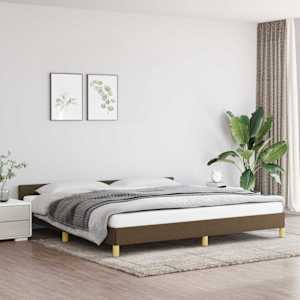 Rám postele bez matrace tmavě hnědý 200 x 200 cm textil - obrázek 1