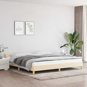 Rám postele bez matrace krémový 200 x 200 cm textil - obrázek 1