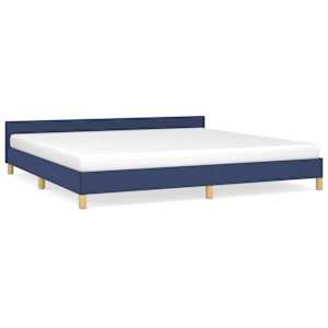 vidaXL voodiraam peatsiga ilma madratsita Sinine 200x200 cm kangas