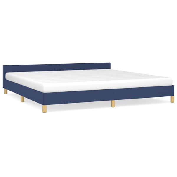 vidaXL voodiraam peatsiga ilma madratsita Sinine 200x200 cm kangas