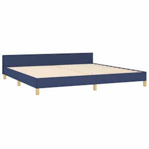 Rám postele s čelem bez matrace modrý 200 x 200 cm textil - obrázek 4
