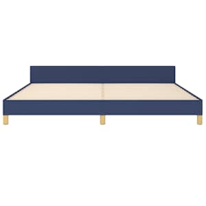 Rám postele s čelem bez matrace modrý 200 x 200 cm textil - obrázek 5