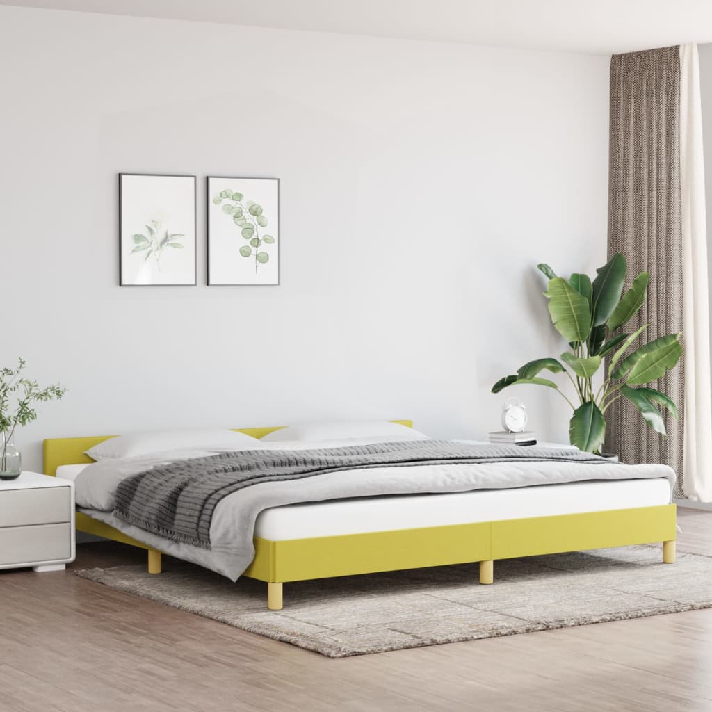 vidaXL Cadru de pat cu tăblie, verde, 200x200 cm, textil