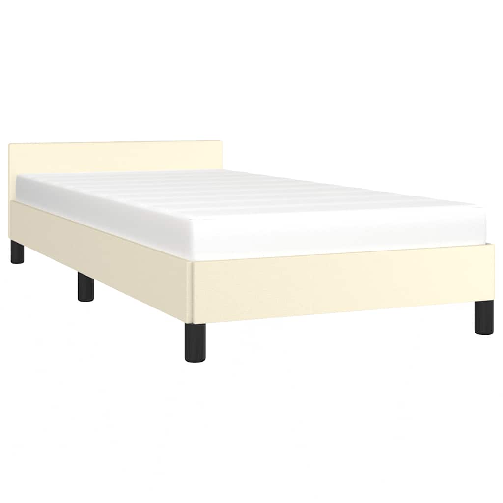 vidaXL Bedframe met hoofdeinde zonder matras 80x200 cm crèmekleurig afbeelding