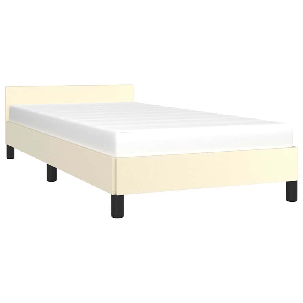 vidaXL Bedframe met hoofdeinde zonder matras 90x190 cm crèmekleurig afbeelding