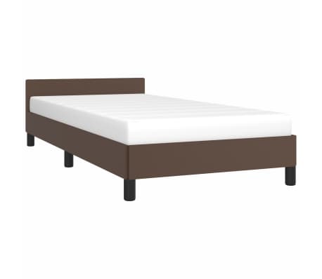 vidaXL Rama łóżka z zagłówkiem, brązowa, 90x190 cm, sztuczna skóra