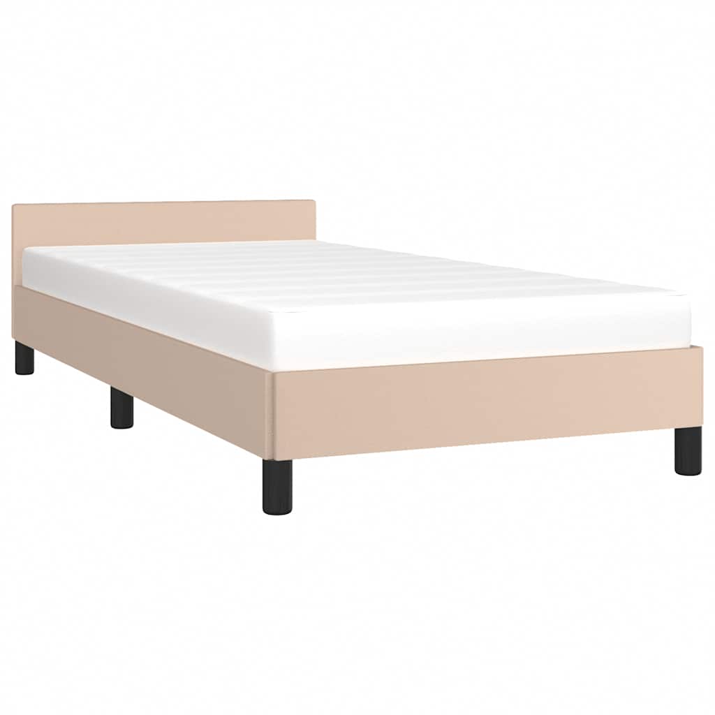 vidaXL Bedframe met hoofdeinde zonder matras Cappuccino 90x190 cm afbeelding