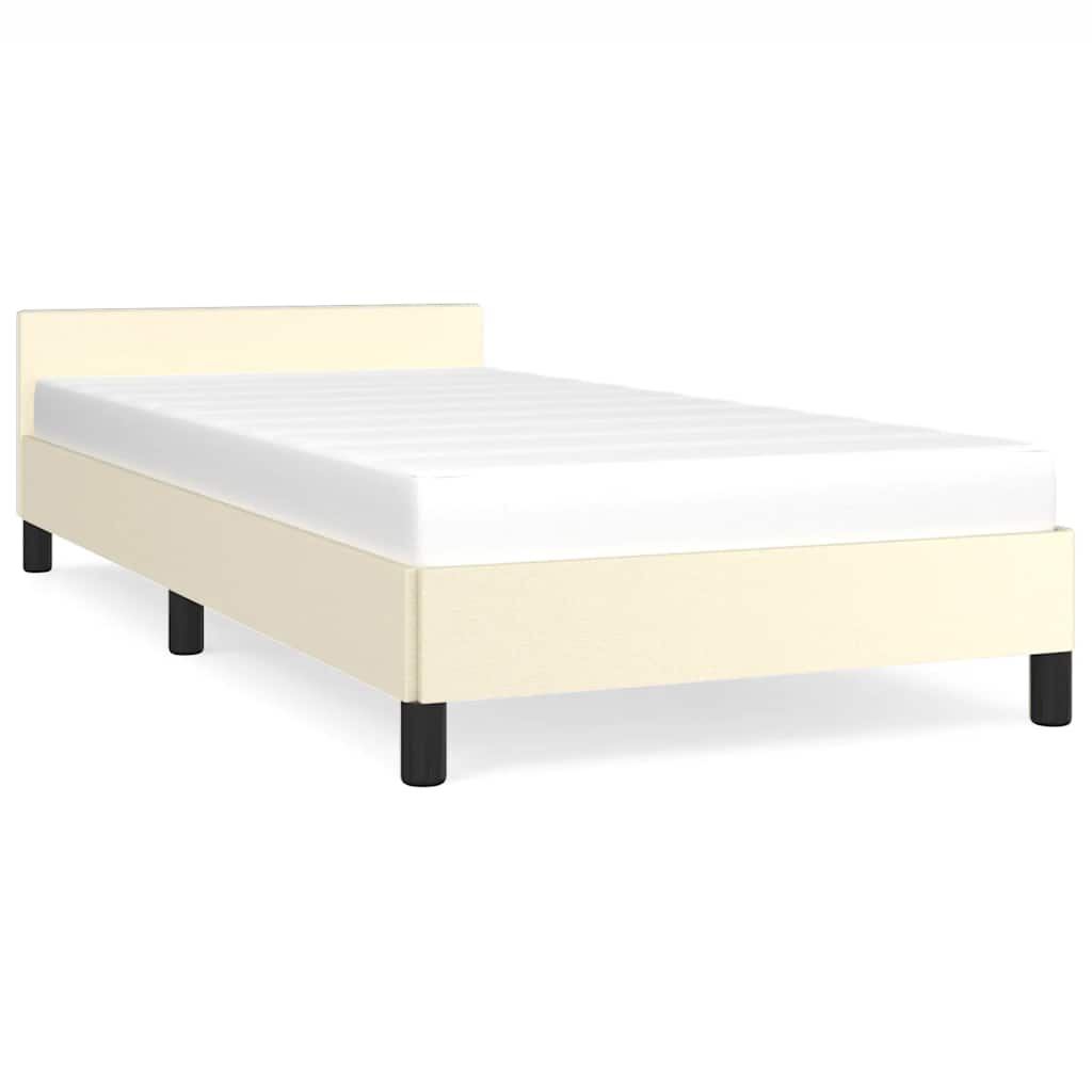 vidaXL Bedframe met hoofdbord kunstleer crèmekleurig 90x200 cm