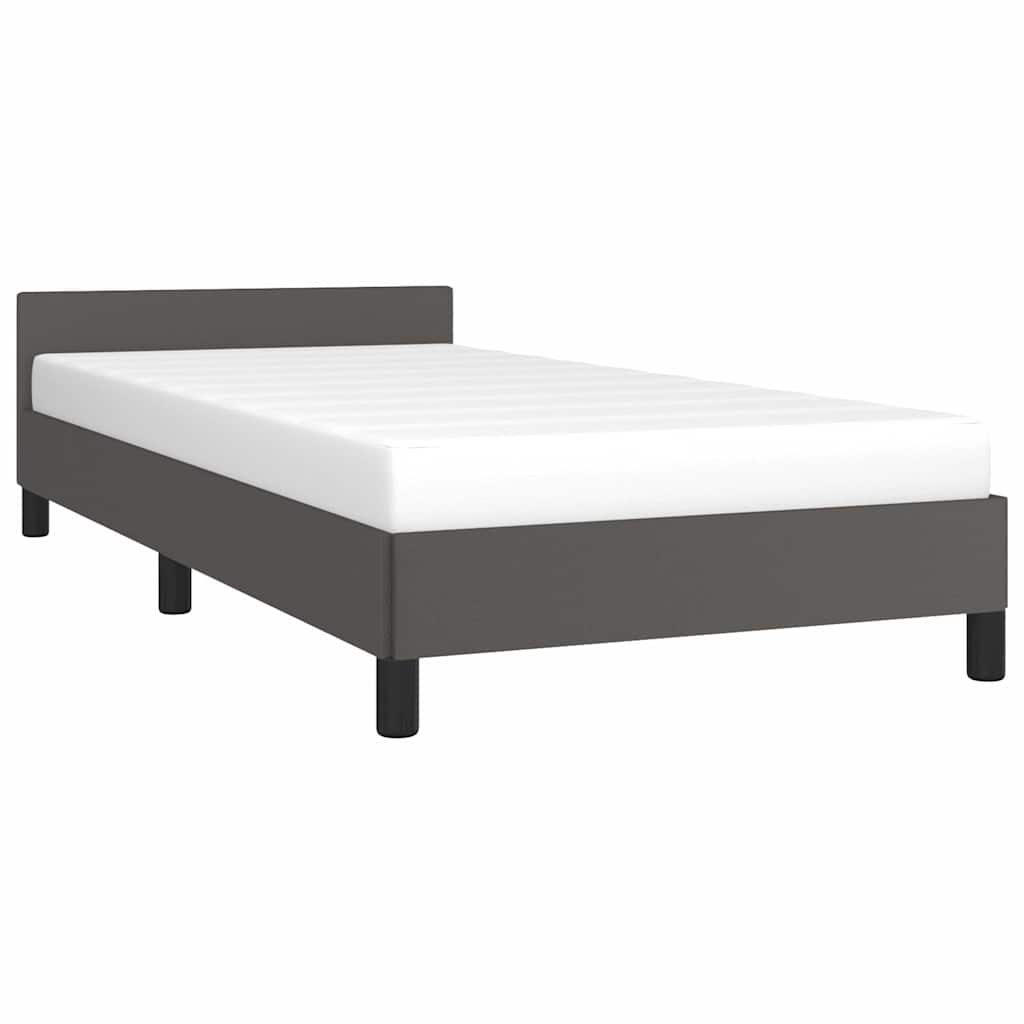 vidaXL Bedframe met hoofdeinde zonder matras 90x200 cm grijs, foto 2
